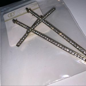 Silver cross earrings